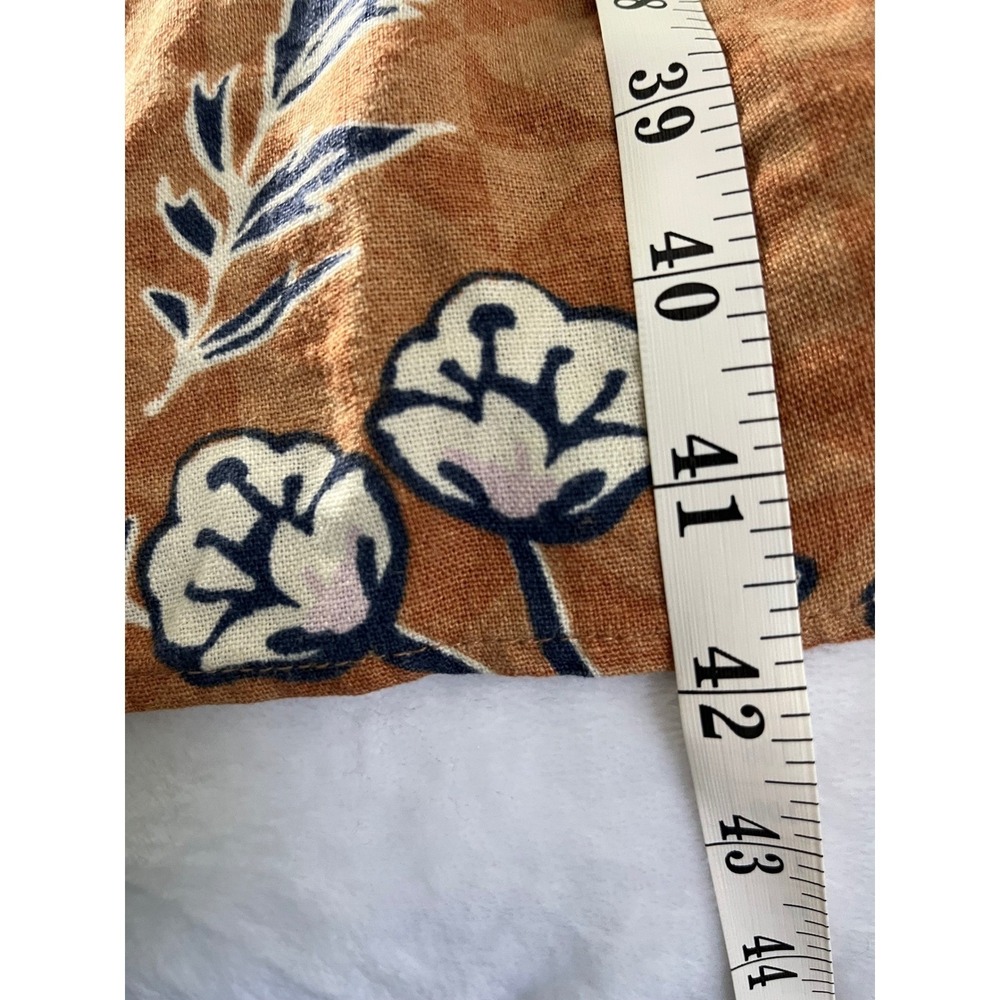 Sonoma Floral Midi Dress Womens 1X Brown Linen Blend Button Front Boho Cottage - Picture 5 of 13